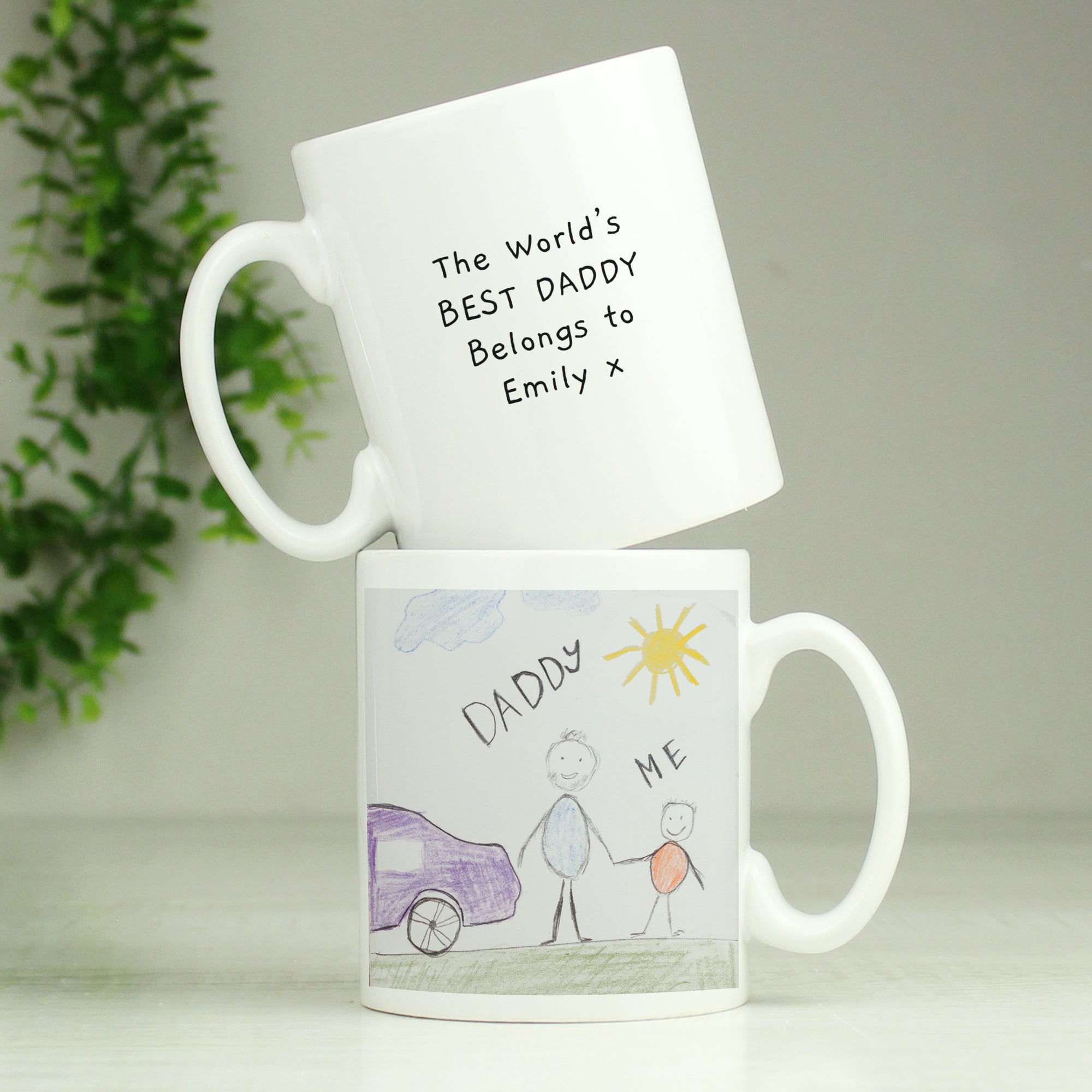 Image of a mug that can be printed with your child's own artwork on the front of the mug. You can choose to add your own message on the back of the mug or the image printed on the reverse as well as the front.