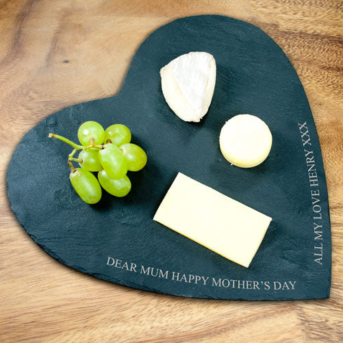 Engraved Heart Shaped Welsh Slate Cheese Board