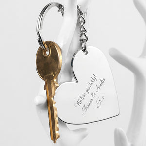 Engraved Silver Plated Heart Keyring