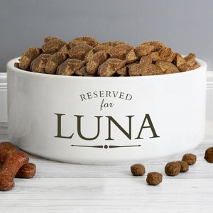 Personalised Dog or Cat Bowl with 'Reserved For' wording