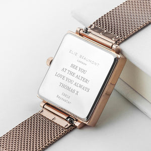 Personalised Elie Beaumont Bayswater Rose Gold Watch Engraved with Serif Font