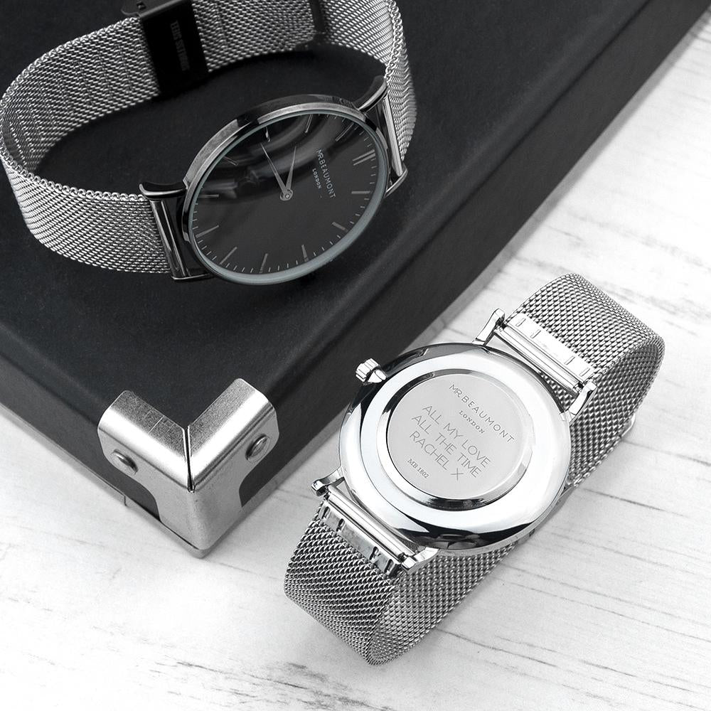 Silver watch sale with black face