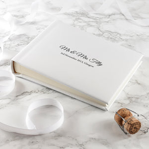 Small Size Engraved White Leather Photo Album Available in 3 Sizes