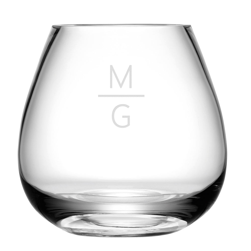Monogrammed LSA Glass Bouquet Vase Horizontal