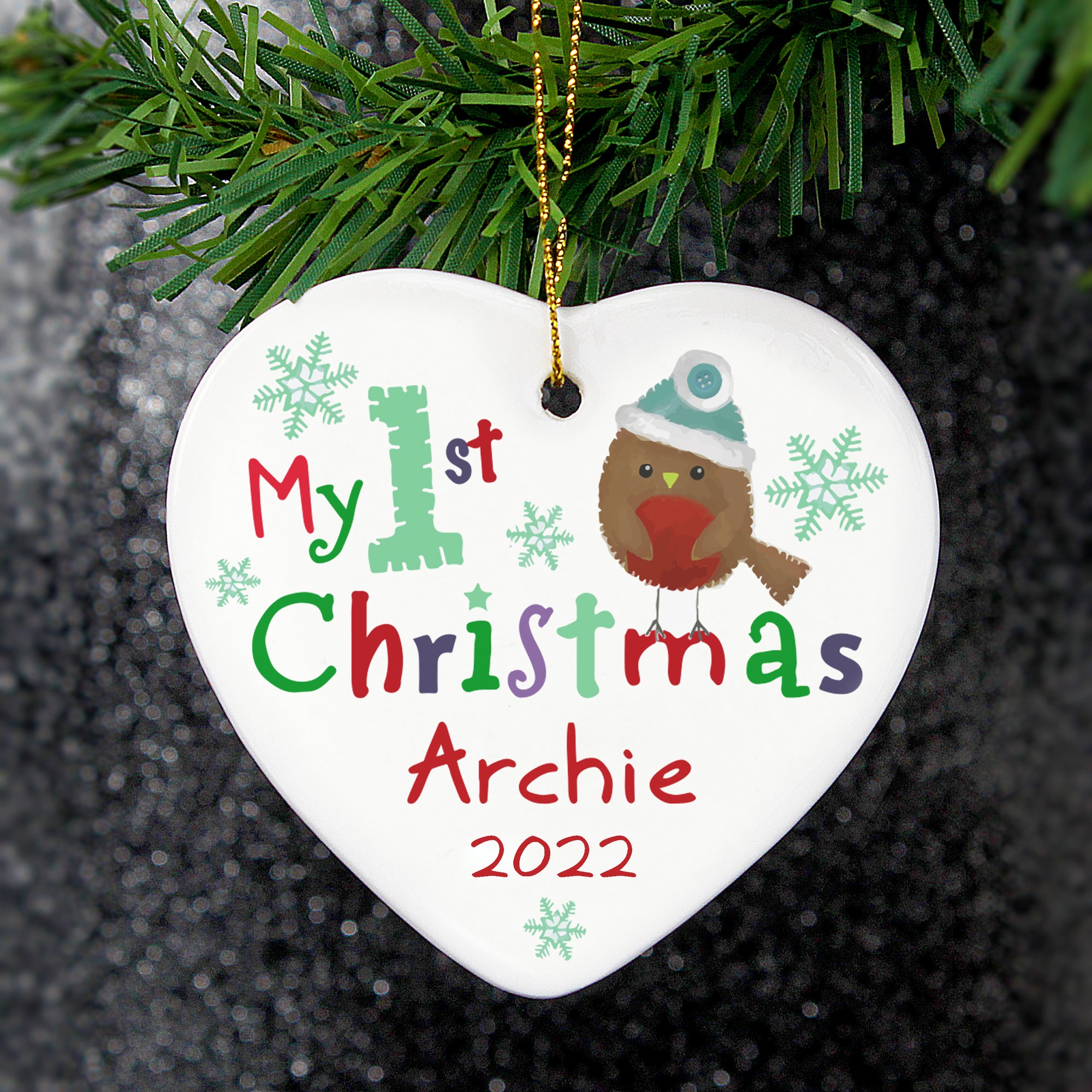 White Ceramic Heart 'My 1st Christmas' Tree Decoration