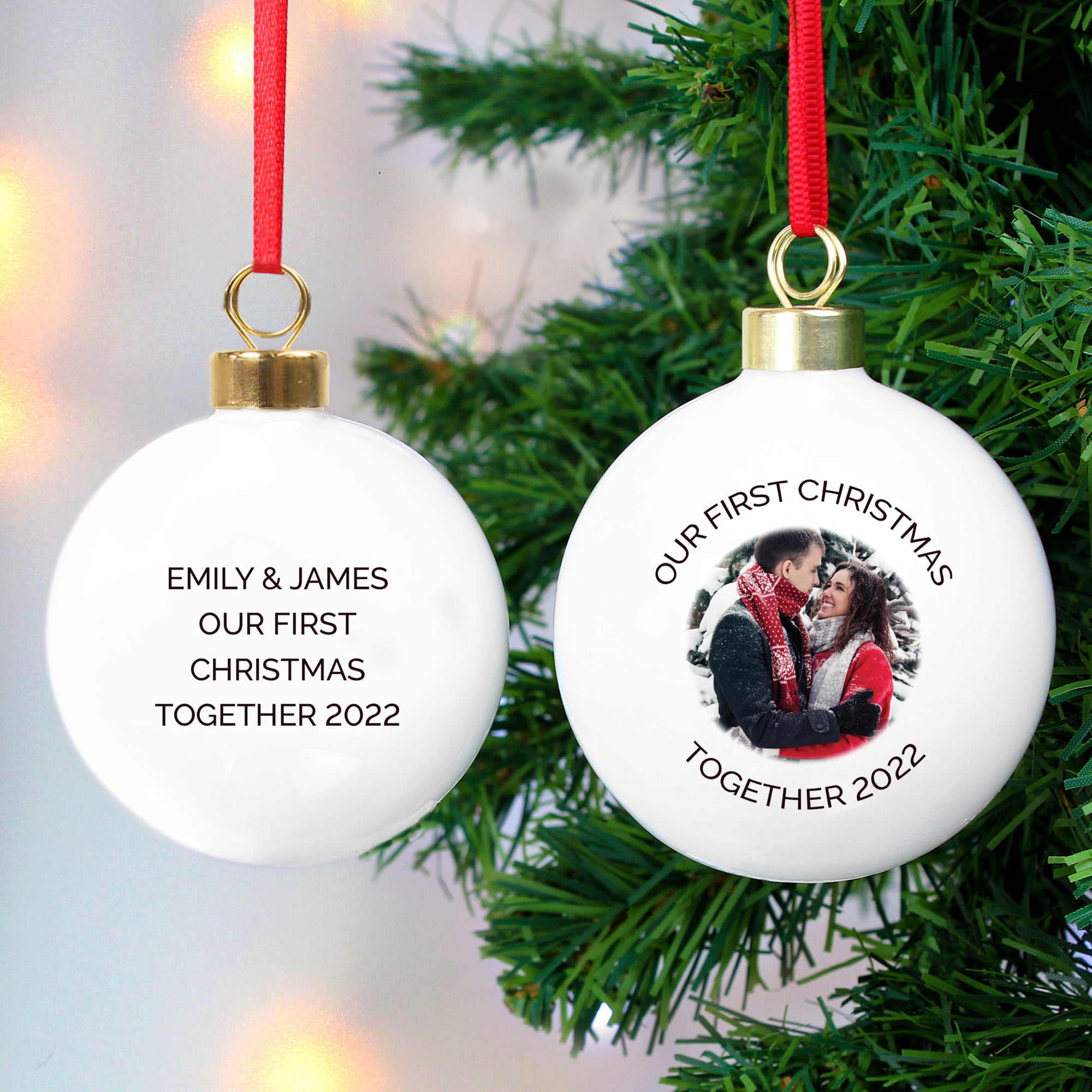 Photo Christmas Bauble with Free Text