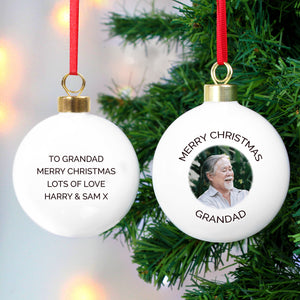 Photo Christmas Bauble with Free Text