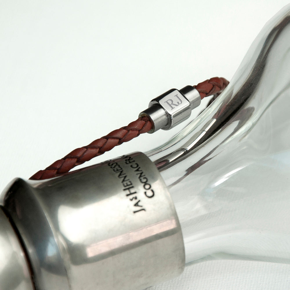 Monogrammed Men's Leather Woven Bracelet