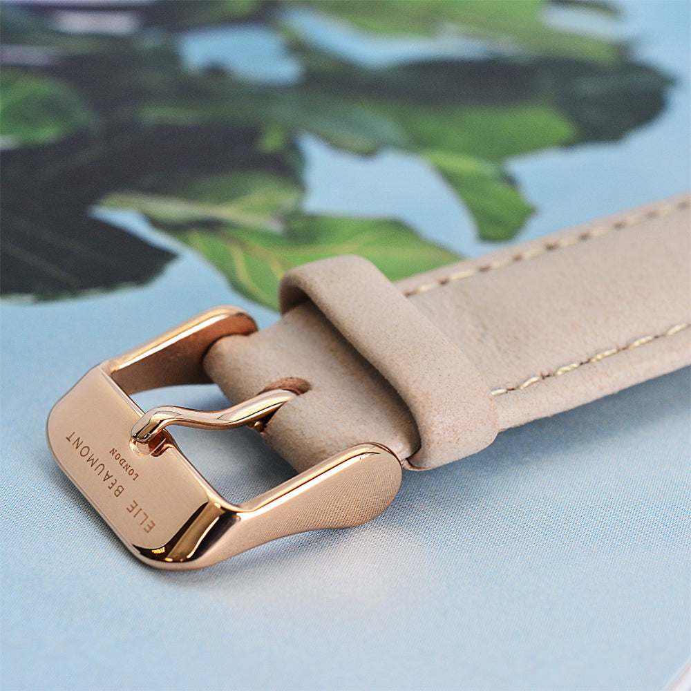 Close up of Strap on Personalised Elie Beaumont Oxford Large Stone/White Watch