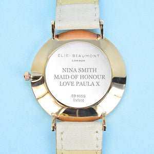 Serif Font Engraved on Personalised Elie Beaumont Oxford Large Stone/White Watch