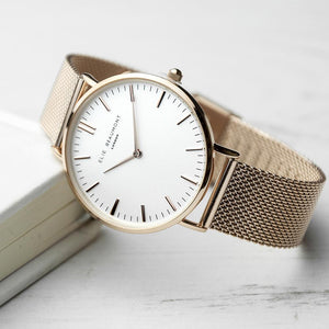 Personalised Elie Beaumont Oxford Large Mesh Rosegold Watch 
