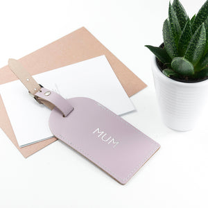 Personalised Leather Luggage Tag in Lilac
