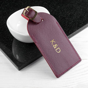 Personalised Leather Luggage Tag in Burgundy