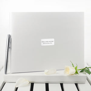 Personalised White Leather Guest Book available in 3 sizes
