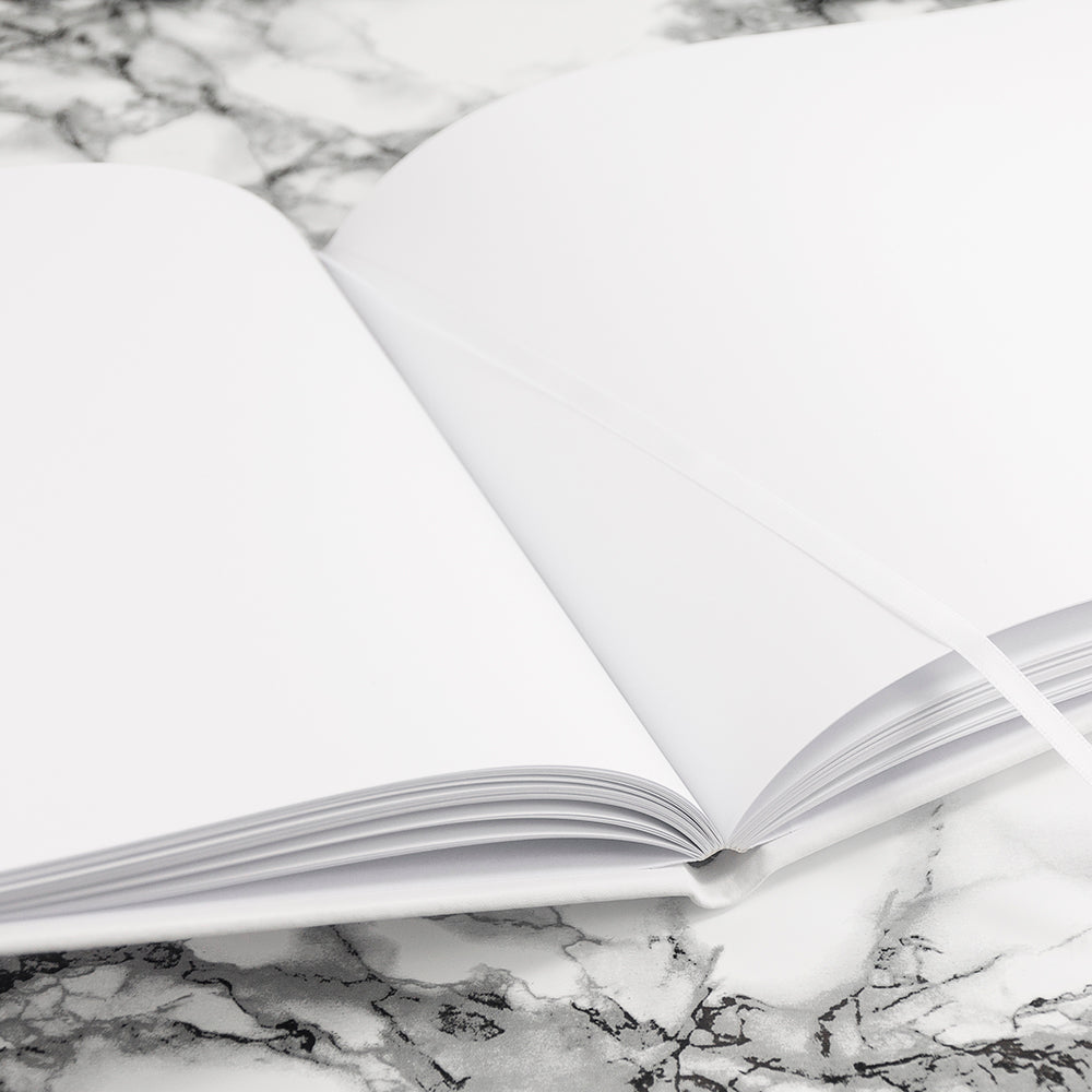 Internal Image of Personalised White Leather Guest Book available in 3 sizes