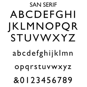 San Serif Font Option for Personalised Leather Visitors Book in Black or Burgundy
