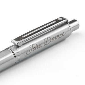 Engraved Pen Sheaffer Brushed Chrome Ballpoint