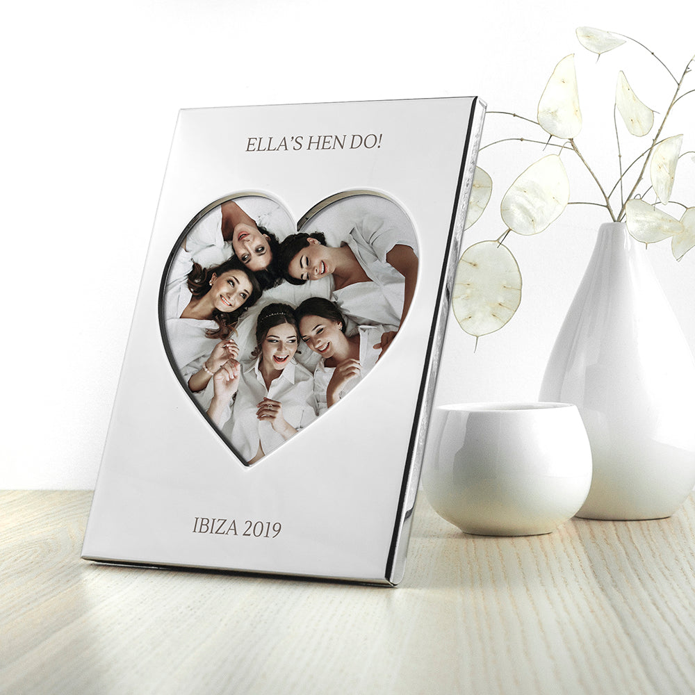 Engraved Silver Plated Heart Photo Frame