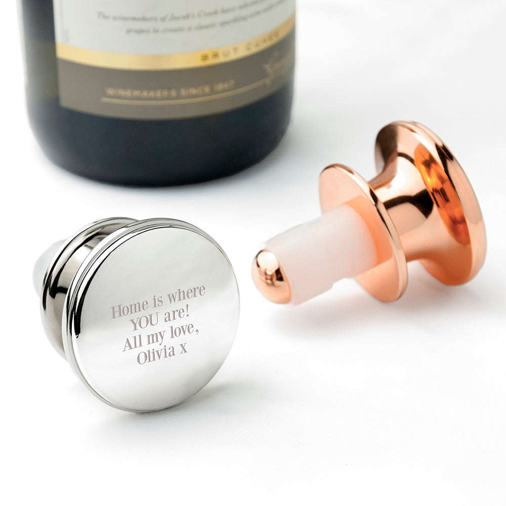 Engraved Silver or Rose Gold Bottle Stopper