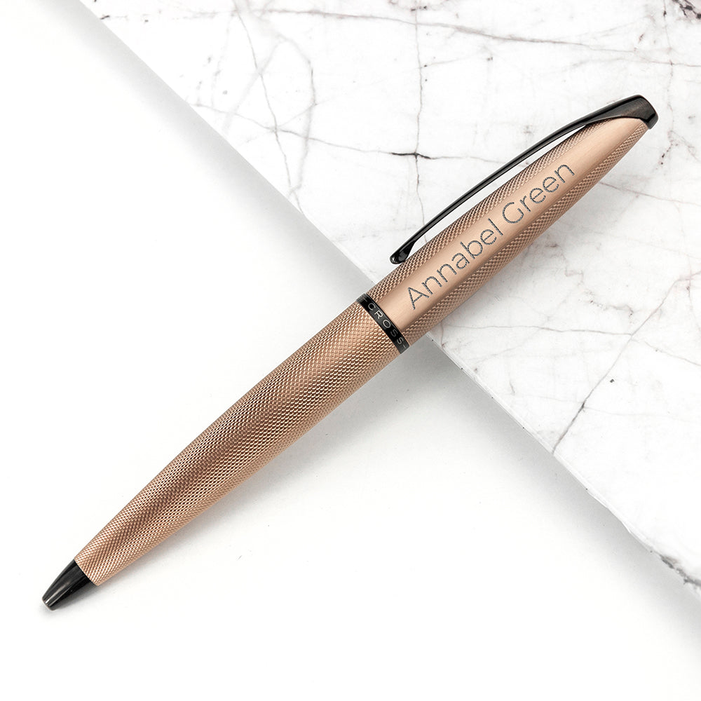 Engraved Cross ATX Ballpoint Pen in Rose Gold Made For You