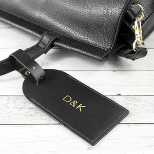 Personalised Leather Luggage Tag in Black