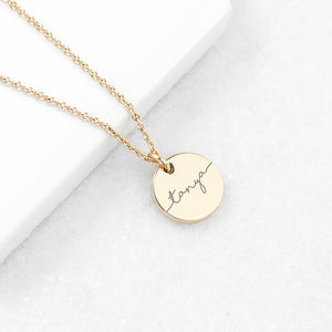 Personalised gold plated disc necklace