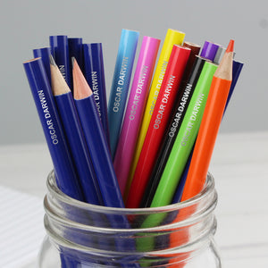 Pack of 20 personalised pencils, 12 are colouring pencils and 8 are HB. The name will be printed onto them in uppercase.