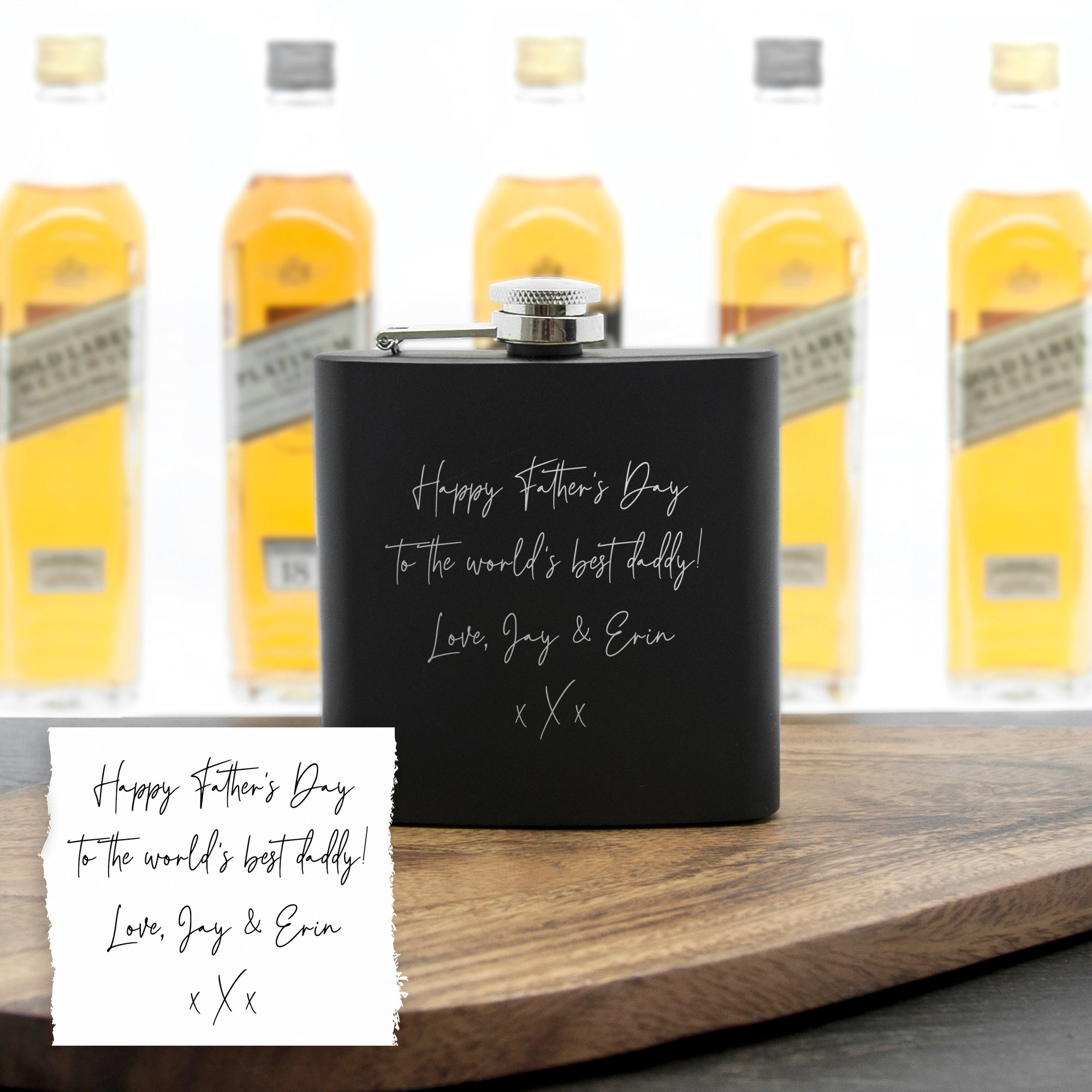 Own Handwriting Black Hip Flask