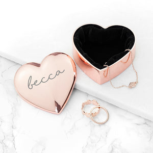 Personalised Heart Shaped Trinket Box in Rose Gold