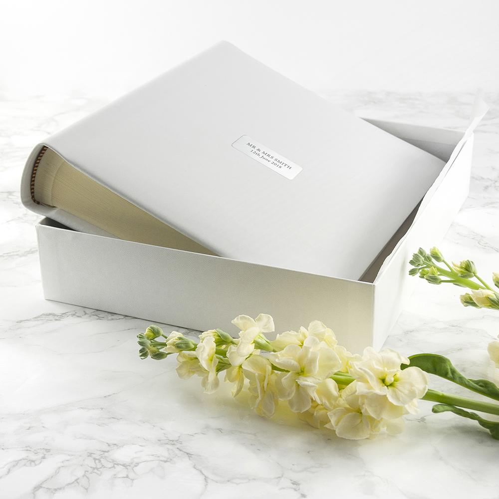 Medium Personalised White Leather Photo Album