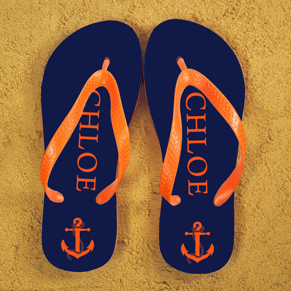 Personalised Flip Flops with an Anchor Design Made For You