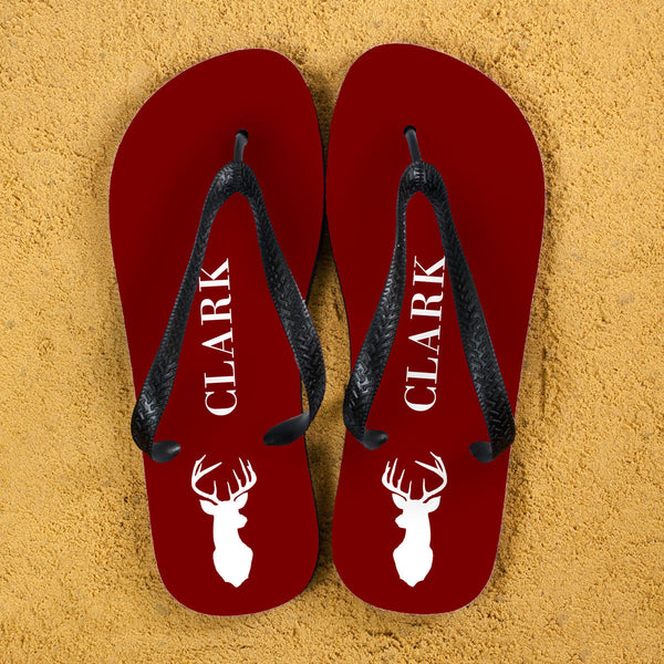 Personalised Flip Flops with a Stag Design | Made For You